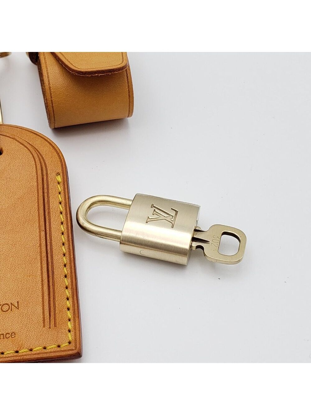 Authentic Louis Vuitton Luggage Nametag and Gold Padlock with Unbranded Keycharm - Picture 7 of 8
